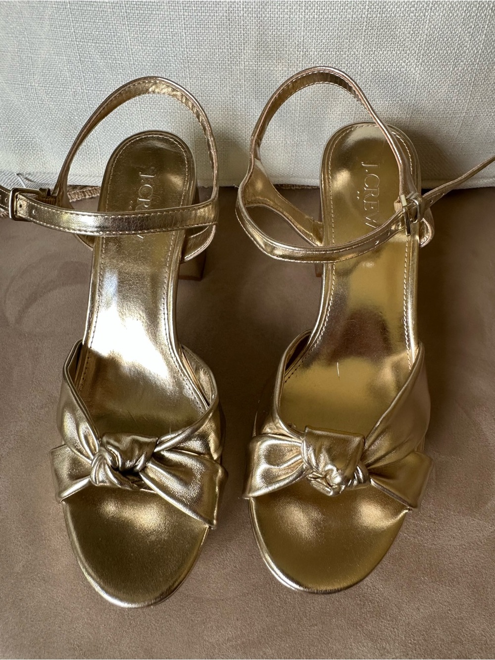 J. Crew Metallic Gold Knotted Platform Heels - Picture 10 of 11